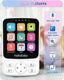 HelloBaby Baby Monitor,29-Hour Battery Life,Upgrade Baby Monitor with Camera and Night Vision,No Wifi,355°/120° Remote Pan Tilt Camera 2x Zoom, ECO Mode,2-way talk,Up to 1000ft,Temperature - 3