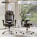 FLEXISPOT ErgoX Pro Ergonomischer Bürostuhl mit 12-stufiger Höhenverstellung, 7D-Armlehnen, 5D-Lendenstütze, 4D-Kopfstütze, 250-kg Belastbarkeit und atmungsaktivem Netzsitz (Schwarz) - 2