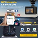 Dashcam auto anteriore posteriore 4K/2.5K, dash cam WiFi 5GHz con GPS, IPS da 2,0", grandangolo da 170°, Sorveglianza del parcheggio 24 ore su 24,WDR,sensore G,registrazione in loop,scheda SD da 64 GB - 3