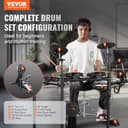 VEVOR 32 PCS Kit de Batería Electrónica 480 Sonidos Batería Eléctrica de 20,32 cm con Silla, Caja de Malla Compatible con USB MIDI, 3 Platillos de 25,4 cm, Baquetas y Auriculares para Principiantes - 2