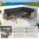 tectake® Conjunto Jardín de Ratán Combinable con Cojines 9 cm, Conjunto Terraza Resistente a la Intemperie, Muebles Jardín Exterior 2 Sofás, 1 Sofá Esquinero, 1 Mesa con Pies Ajustables - Natural - 3