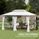 Outsunny Cenador para Jardín 4x3 m Pérgola de Jardín Gazebo con Doble Techo Paredes Laterales Resistente al Agua Carpa para Exterior Terraza Patio Crema - 4