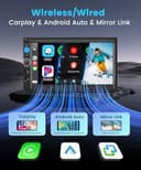 Rimoody Wireless CarPlay Double Din Car Radio, 7 Inch HD Capacitive Touchscreen with Wireless Android Auto, Mirror Link, Bluetooth 5.3, SWC, USB/TF/AUX, EQ, UI Remote Control + HD Backup Camera - 2