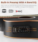 Vangoa - Chitarra acustica elettrica cutaway 104,1 cm, con equalizzatore a 4 bande, borsa, tracolla, accordatore, corda, plettri e capotasto 41 inch Nero - 3