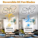 ycwdcz Plafoniera con Ventilatore da Soffitto Compatibile con Alexa, Google Assistant, Anelli Lampadario Led con Ventilatore da Soffitto, Dimmerabile, Motore DC, Ventola Soffitto con Luce - 3