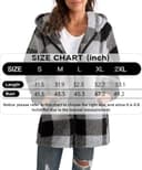 ABINGOO Damen Teddy Fleece Mantel Kariert Warm Winterjacke Kapuzenjacke Flauschig Plüschjacke Reißverschluss Sweatshirt mit Kapuze und Taschen(Schwarz,L) - 4