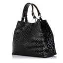 FIRENZE ARTEGIANI Borsa da donna in vera pelle incisa a serpente con tracolla e tracolla Borsa Tote Donna Made in Italy Vera Pelle Italiana 36x29x18 cm, Nero, 33x29x17 cm - 5