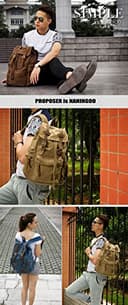 YuHan Unisex Vintage Casual Rucksack Canvas Rucksack Laptop Laptop MacBook Studenten Wandern Camping, braun, Mediam - 7