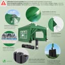 VOUNOT® 3m x 3m Pop Up Heavy Duty Gazebo with Sides, Central Lock System & 4 Weight Bags & Carry Bag, Marquee Garden Party Tent Outdoor, Green - 5