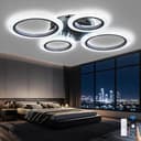 Caufloce Modern Smart Plafoniera Led Soffitto con Telecomando e App, Lampadario Dimmerabile da 48W, 3 Temperature di Colore, Modalità Memoria e Timer, Adatta Per Camera da Letto, Soggiorno, Nero - 1