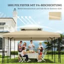 Outsunny Ersatzdach für Pavillon 3 x 4 m wasserabweisend Pavillondach mit Doppeldach Ersatzbezug für Gartenpavillon Ersatzteile aus Polyestet-Stoff Beige - 6