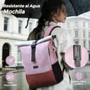 hk Mochila Enrollable Mujer para Portátil 15.6-Inch Impermeable y Ligera, Mochila Casual de Viaje y Trabajo, Backpack Casual Elegante para Universidad Escuela y Ciclismo Uni–Rosa - 4