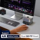 VENTION Dock 10-in-1 Mac Mini M4/M4 Pro con DisplayPort 4K@240Hz/144Hz, alluminio Hub con Alloggiamento M.2 NVMe fino a 8TB, 5 x 10Gbps USB-A & USB-C Ports, Lettore SD/TF, Audio 3.5mm - 2