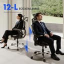 FLEXISPOT ErgoX Pro Ergonomischer Bürostuhl mit 12-stufiger Höhenverstellung, 7D-Armlehnen, 5D-Lendenstütze, 4D-Kopfstütze, 250-kg Belastbarkeit und atmungsaktivem Netzsitz (Schwarz) - 5