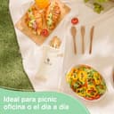 GASTROTOMI Cubiertos de Bambú Reutilizables para Llevar con Bolsa, Set de 18 Piezas Tamaño Normal (20 cm), Cubiertos de Madera sin Plástico para Oficina, Viaje, Picnic y Camping - 2