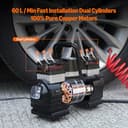 Amazon Basics Compresor de aire portátil Digital con pinza doble de batería, con estuche de transporte, Gris Oscuro - 2