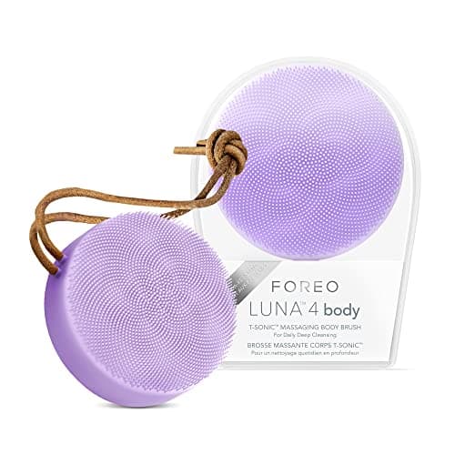FOREO LUNA 4 body, spazzola corpo massaggiante, Dispositivo detergente ed esfoliante corpo, Scrub corpo per peli incarniti, Trattamento per linfodrenaggio, Ricaricabile con USB, Evergreen