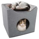GEEZY Large Collapsible Indoor Cat House - 2-in-1 Foldable Cat Cave & Soft Lounger Bed - Stackable Hideaway Igloo for Pet Kittens - 1