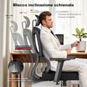 MELOKEA Sedia Ufficio Ergonomica Portata 200KG, Profondità del Sedile Regolabile, Supporto Lombare Automatico, 4 Angoli di Inclinazione Braccioli 4D Nero Sedia da Scrivania Girevole con Ruota di Gomma - 5