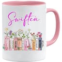 Swiftea Tasse | Geschenke für sie | Tasse Bücherregal Album Design | geburtstagsgeschenk für frauen | tassen | tasse mit namen | tasse bedrucken | geschenke für frauen, Weiß/Rot - 1