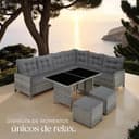 tectake® Conjunto Jardín de Ratán Mesa y Cojines, Conjunto Terraza Resistente a la Intemperie y Combinable, Muebles Jardín Exterior 5 Piezas, Sofá de Esquina, 2 Taburetes y 1 Mesa - Gris Jaspeado/Gris - 9