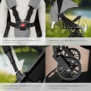 tectake® Passeggino Pieghevole, Passeggino Leggero con Cintura a 5 Punti Regolabile, Freno a Pedale, Tettuccio Pieghevole con Finestra, Protezione Raggi UV, Passeggino Bambini da 0 a 3 Anni - Grigio - 8