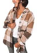 YMING Chaqueta De Mezcla De Lana con Botones para Mujer Estilo Vintage con Solapa Estilo Vintage con Bolsillo Delantero Informal Mezcla De Lana Color Marrón M - 1