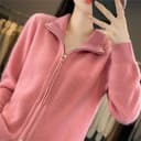 Suéter De Punto De Cachemira De Manga Larga Suelto con Cremallera De Lana con Cuello Alto para Mujer - 3