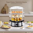 Aigostar Fitfoodie Steel - Vaporera eléctrica 9 L Vaporiera Inox, 3 recipientes Independientes, Temporizador 60 Minutos, Cuenco para Preparar arroz, Livello Di Acqua Visibile, Libre de BPA, 800W - 9