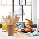 Posate Usa e Getta, 300pcs Legno Biodegradabili (100 Coltelli, 100 Forchette, 100 Cucchiai) per Feste, Campeggio, Matrimoni, Compleanni - 6