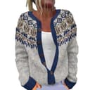 Cardigan Donna Irlandese Islandese Jacquard Invernale Maglione da Donna in Lana Classico Elegante Tunica Giacca in Sherpa a Maniche Lunghe Giubbotto a Maglia Caldo Oversize Moda Senza Cuciture Jersey - 1