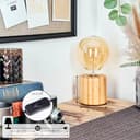 HOFSTEIN Argea Table Lamp, Wooden Table Lamp in Natural/Black, Modern Light in Scandinavian/Boho Design, Switch on Cable, Height 10 cm, E27, Living Room, Bedroom, Dining Room, Hallway, Office - 5