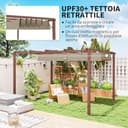 Outsunny Gazebo Pergola 3x4 m con Tetto Scorrevole, Picchetti e Viti, Pergolato da Giardino in Poliestere 180g/㎡ e Alluminio, UV30+, per Patio, Terrazzo, Balcone, Veranda e Esterno, Color Legno - 3