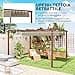 Outsunny Gazebo Pergola 3x4 m con Tetto Scorrevole, Picchetti e Viti, Pergolato da Giardino in Poliestere 180g/㎡ e Alluminio, UV30+, per Patio, Terrazzo, Balcone, Veranda e Esterno, Color Legno - 3