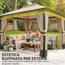 Outsunny Gazebo da Giardino 3x3.6m con Parete, Zanzariera, Gazebo da Esterno con Doppio Tetto, Fori di Drenaggio, Supporti Superiori Regolabili, Struttura Metallo, Giardino Terrazzo Feste Patio, Cachi - 4