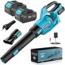 LEEIKOO Soplador de Hojas, Soplador Bateria 21V con 2 Baterías de 4.0Ah, 3 Ajustes de Velocidad, 2 Tubos de Soplado, Correa para el Hombro para Soplar Hojas, Nieve, Polvo y Residuos - 1
