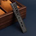 FOUUA 22mm Leder-Uhrenarmband für TAG Heuer Monaco, Carrera, Aquarace - Echtleder blau-schwarz - 2