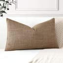 Artscope Juego de 1 Fundas de Cojines Decorativas Cuadradas de Lino 30 x 50 cm para Decoración del Hogar Sofá Dormitorio Coche 12x20 Marrón - 4