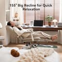 EMIAH Silla de Oficina Ergonómica con Reposapiés, Silla de Escritorio Ejecutiva Reclinable, Sillón de Cuero PU, Modernas Cómoda Silla de Ordenador Tocador con Ruedas, Bonita Silla para el Hogar, Beige - 4