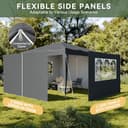 Aoxun Pop Up Gazebo with Sides 3m x 3m, Metal Frame Shelter Tent for Outdoor Garden Party, with Mesh Windows & Carry Bag,Grey - 5