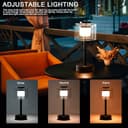 JHY DESIGN Lámpara de mesa industrial con control táctil, 27 cm de altura, lámpara de mesa regulable en 3 niveles, recargable, con pantalla de vidrio para dormitorio, salón, comedor, exterior - 4