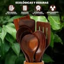 Utensilios de Cocina Madera - 9 pzas - Madera de Teca - Antiarañazos - Set de Espatulas y Cucharones de Cocina - Agarre Comodo para sartenes Antiadherentes - CAMBLA - 5