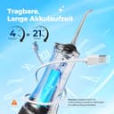 Operan Munddusche Kabellos, Tragbar Elektrische Zahndusche 4 Modi & 4 Düsen, 300ML Oral Irrigator Munddusche Testsieger für Entfernt Speisereste und Reinigt Die Zähne (Gloss Black, 1Pack) - 6
