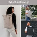 LARKSON Rucksack Damen Herren Beige - No 4 - Rolltop Backpack mit Laptopfach Uni, Arbeit & Fahrrad - Großer Reiserucksack - Wasserabweisend - 2
