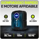 FORTEM Compressore Aria Portatile per Pneumatici, Pompa per Bicicletta, Compressore Aria 230V AC 12V DC con Luce a LED, Manometro Digitale Pneumatici con Gonfiaggio/Spegnimento Automatico (Nero) - 5