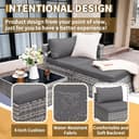 UDPATIO Rattan Garden Furniture Sets of 5,Corner Sofa Set 4 Seaters with Coffee Table,Outdoor Furniture Sectional Modular Combination with Cushion for Balcony,Patio,Grey - 4