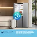 Fridgemaster MQ79394ES Freestanding American 4 Door Fridge Freezer 427L, Total No Frost, Inverter compressor, Silver, 64.3D x 79.4W x 181.6H cm, E Rated - 15