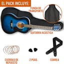 3rd Avenue Pack de guitarra acústica de tamaño estándar 4/4 con cuerdas de acero para principiantes de 3rd Avenue, funda de transporte, púas y cuerdas de repuesto, Azul - 3