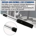 6" Pneumatic Gas Cylinder for Herman Miller Classic Aeron Chair,Office Chair Hydraulic Cylinder Replacement,Stroke Gas Lift Cylinder#1B08VM,Heavy Duty 450lbs New Pneumatic Cylinder, Gas Cylinder, - 5