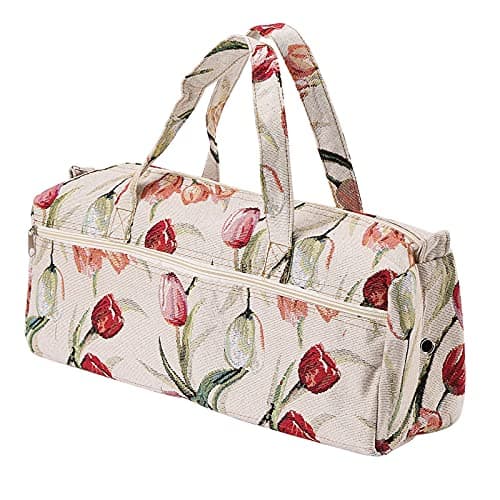 Wakects Borsa Fatto A Mano Borsa Aghi Da Maglia in Tessuto Canapa con Motivo Fiori, Organizzatore di Stoccaggio Tessuto Con Fori Traspiranti Per L'Archiviazione di Viaggio Ufficio